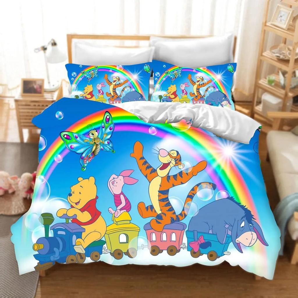 Winnie The Pooh Comforter Bedding Sets Quilt Cover Bed Cover Duvet Cover Pillow Case 2-3 Pieces Sets Kids Adult Size Home Decor