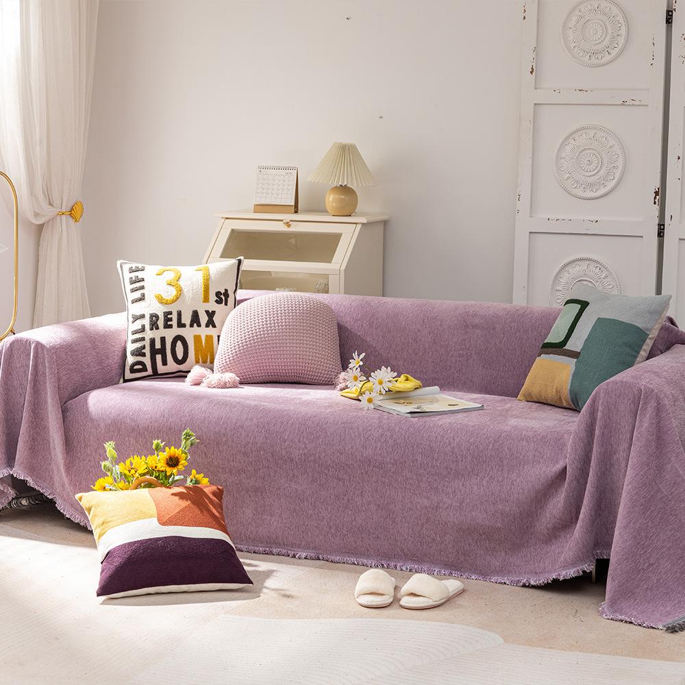 Легкое роскошное скандинавское однотонное полотенце для дивана из шенилла — фото 7