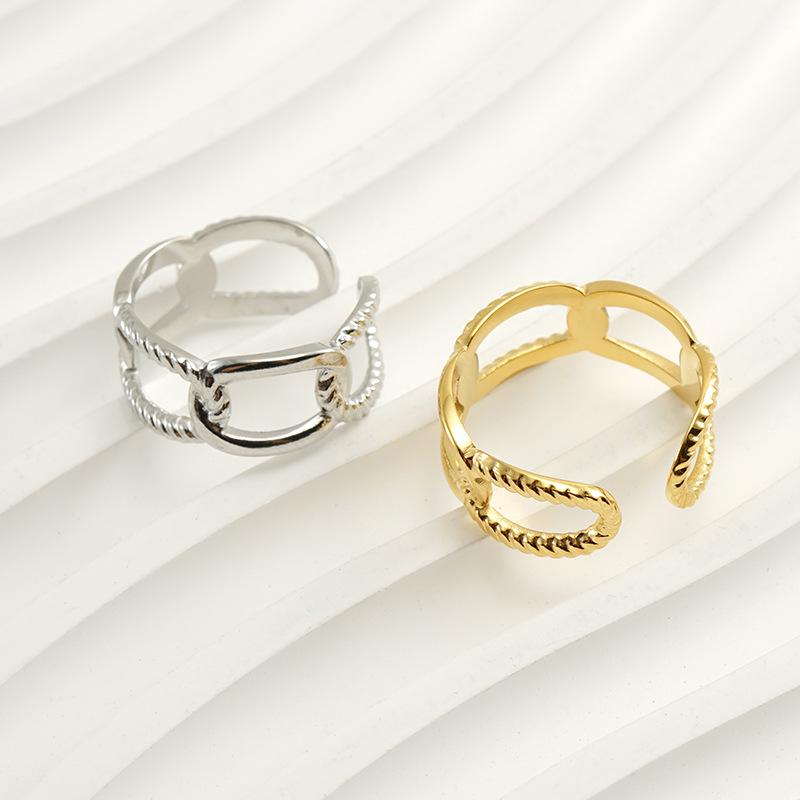 18k Gold Titanium Steel Adjustable Women's Ring - European & American Fashion, Cold Style.