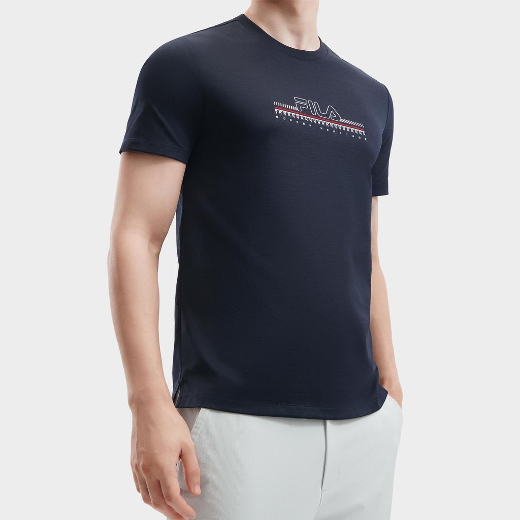 FILA T Shirts Men's Legend Blue Crew Neck Moderate Straight Fit F11M421105FNV
