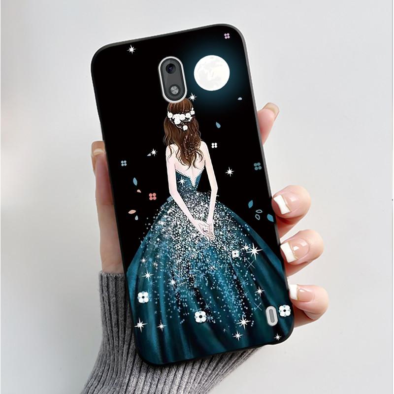 Printing Pattern Case For Nokia 2 / Nokia 2.2 / Nokia 2.1 Fundas Soft Silicone Black Shell Cover Cute Flower Cartoon Casing Capa