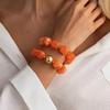 SHIXIN Exaggerated Geometric Colorful Beaded Acrylic Elastic Bracelets Women Boho Trendy Square Beads Stack Bangle Retro Jewelry