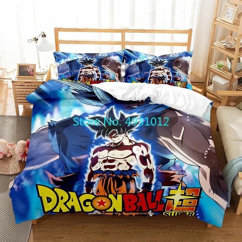 Cool Super Dragon Ball Z Son-Goku Anime Japanese Bedding Set Pillowcase Bedclothes 3D Print Kids Boy Quilt Duvet Cover Gift