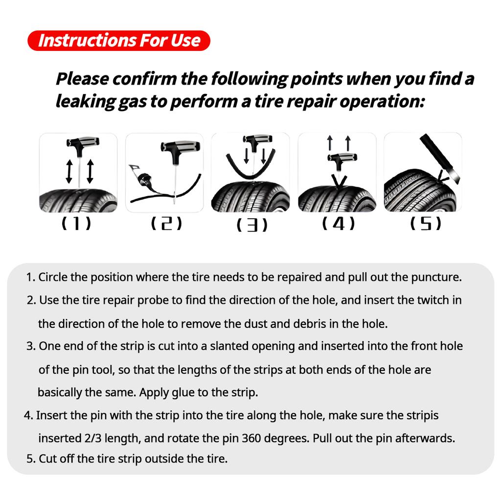 New Car Motorcycle Tire Repair Kit Puncture Plug Tools Tyre Puncture Emergency for Tire Strips Stirring Glue Repair Tool Kit