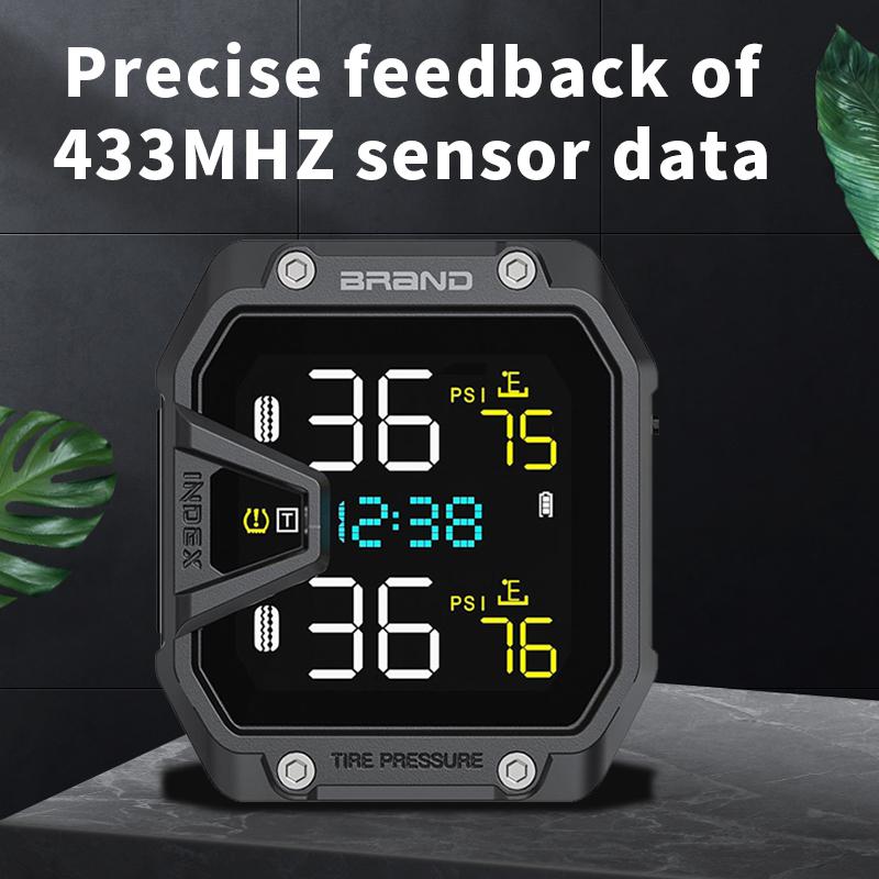 Motorcycle Tire Pressure Monitoring Aluminium Alloy Tire Pressure Sensors with Colorful Screen Moto TMPS 2 Tyre External Sensor