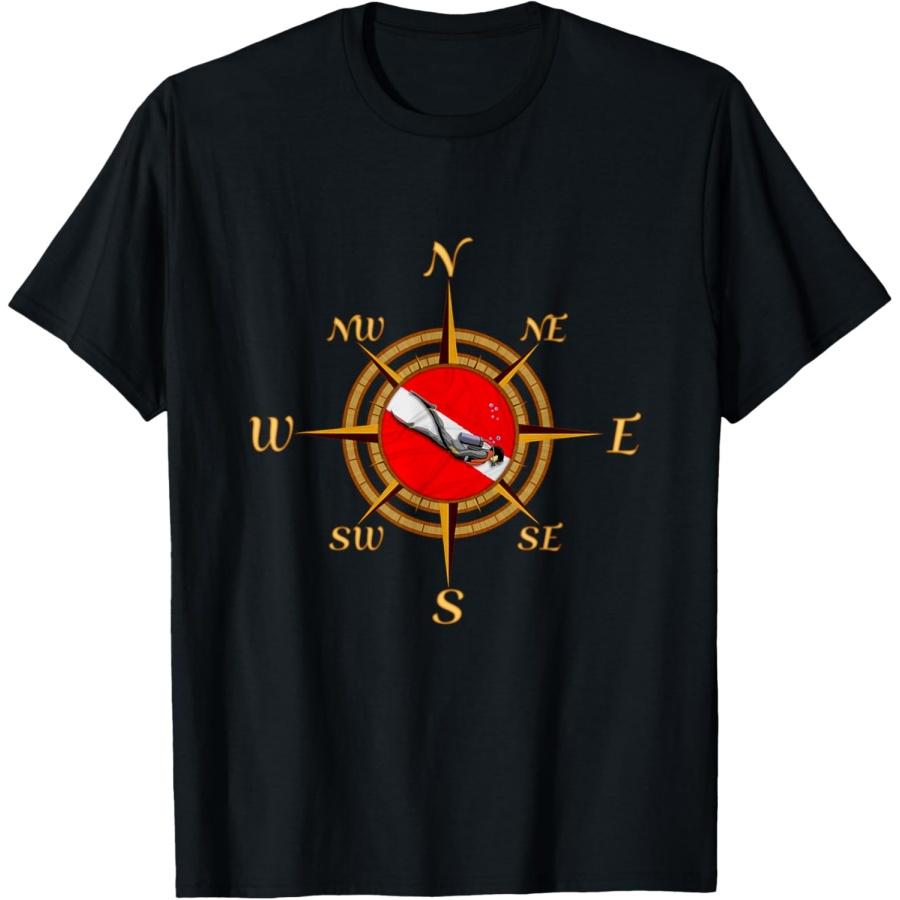 

Nautical Compass and Dive Flag Underwater World T-Shirt XXXXXL чорний