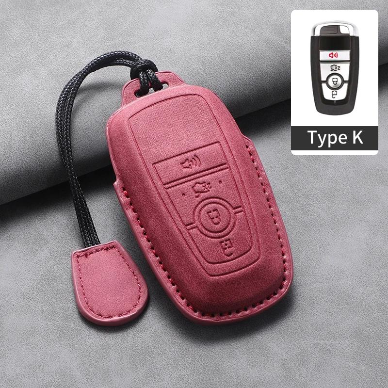 4 5 Tasten Leder Auto Schlüsselhülle Abdeckung Für Ford Fusion Mustang Edge Explorer Focus F150 F250 F350 F550 Escape für Lincoln Mondeo
