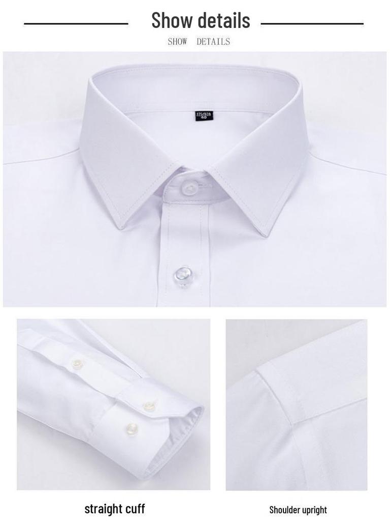 Men's Slim Fit Long Sleeve White Shirt - Autumn Style Business Casual