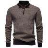 AIOPESON Classic Striped Knitwear Men Cotton Blend Sweater Mock Neck Warm Thickened Old Money Luxury Winter Sweaters for Men