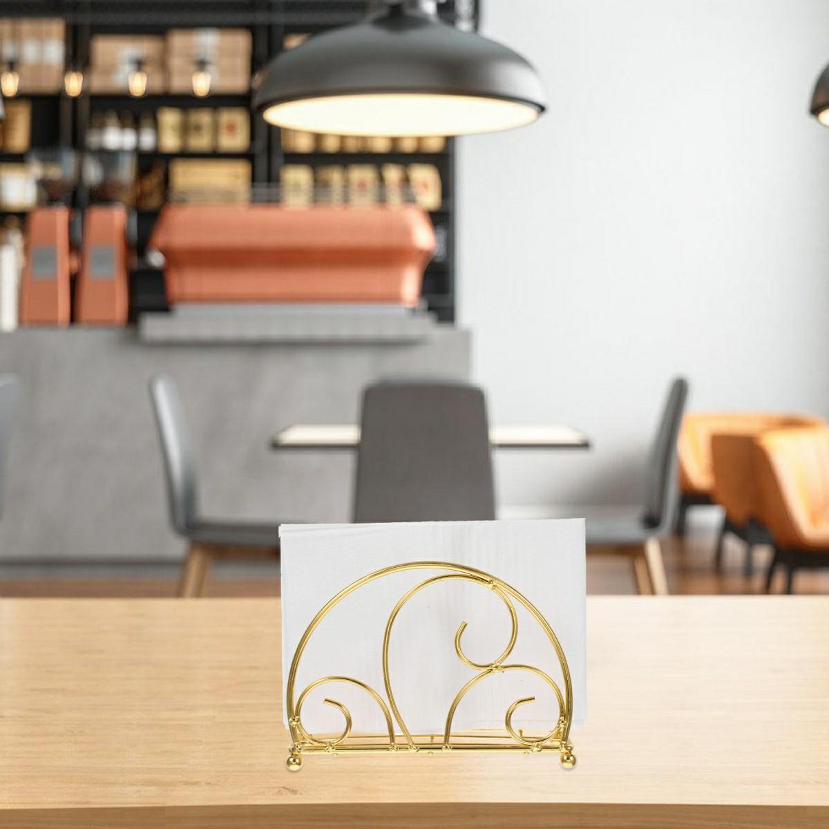 

Iron Napkin Holder Half Round Metal Tissue Dispenser Table Organizer Decorative Paper Towel Stand Gold