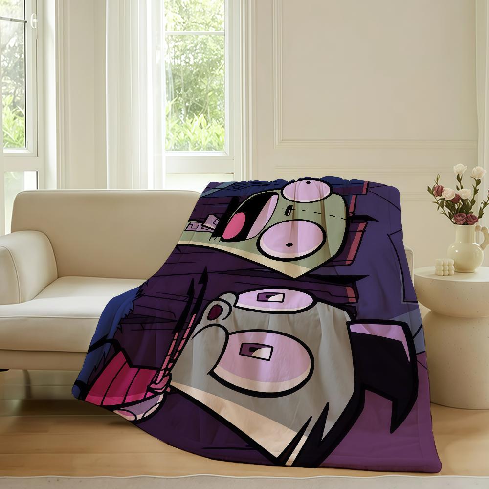 Adventure Cartoon Invader Zim Blanket For Sofa Office Bed Plane Travel Sleep Read Relax Camping Soft And Warm