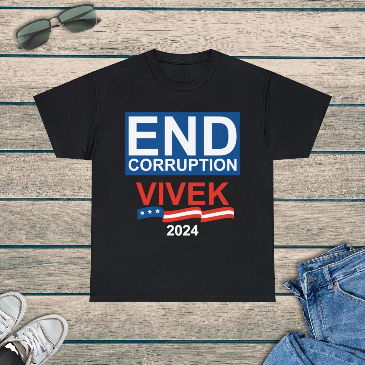 

End Corruption Vivek Ramaswamy 2024 Graphic Tee Shirt, S-5XL M