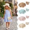 2Pcs/Set Wide Brim Children Beach Hats Set Flower Design Straw Wide Hat  Party