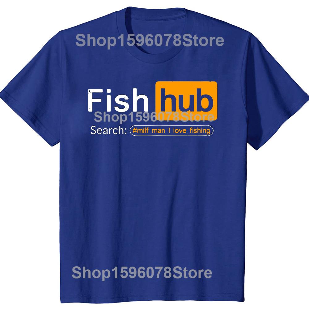 Novelty Fish Hub T Shirts Streetwear Short Sleeve Birthday Gifts Summer Style Funny Fishing Joke MILF Man I Love Fishing T-shirt