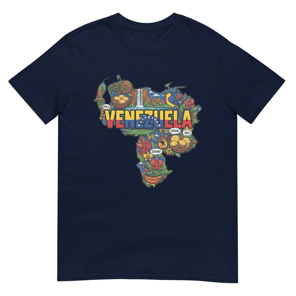 Venezuela Map Cultural Icons Flag Arepa Salto Angel TShirt