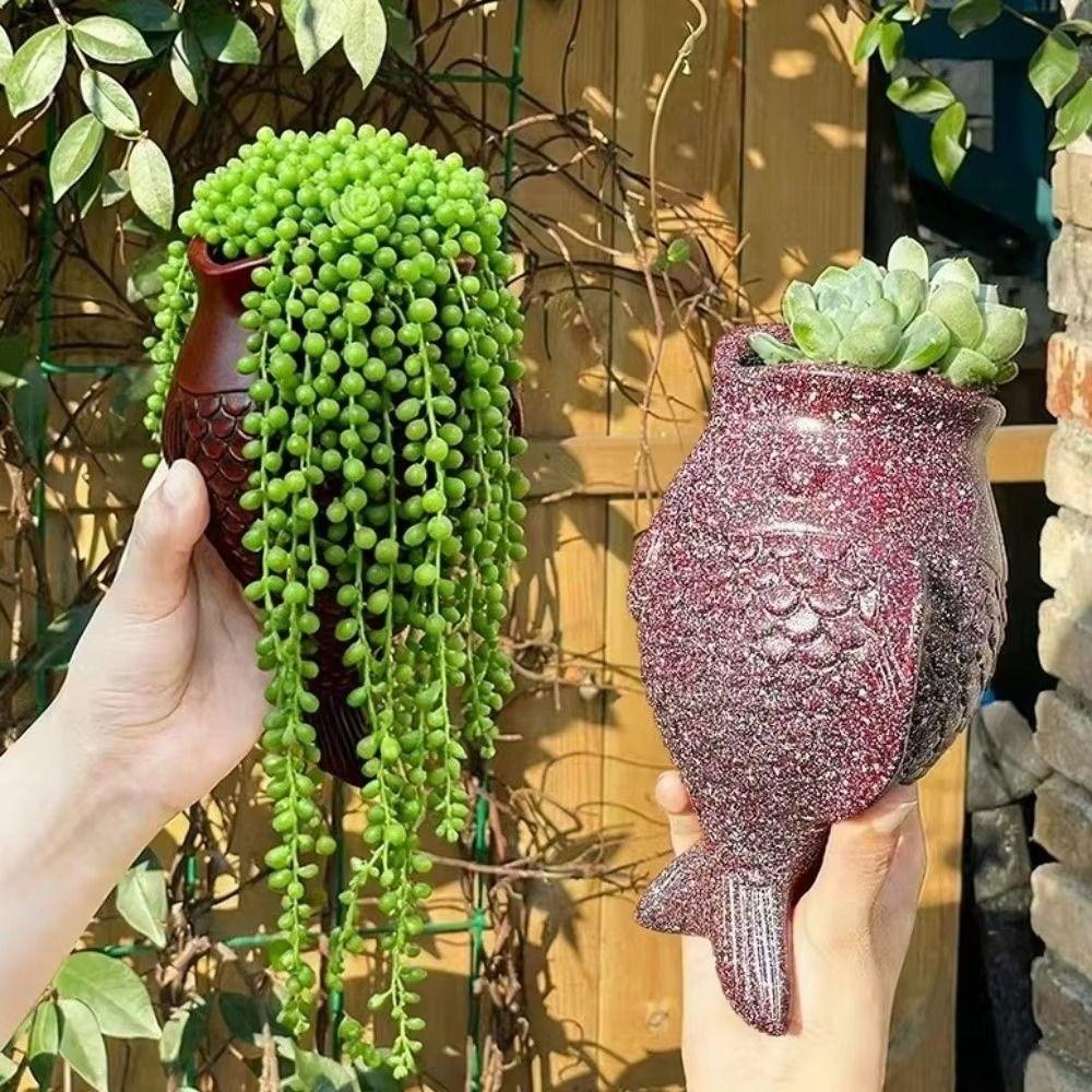 Rustic Style Fish Flowerpot Wall Hanging Wall Mounted Planter New Vintage Planter Pot Courtyard