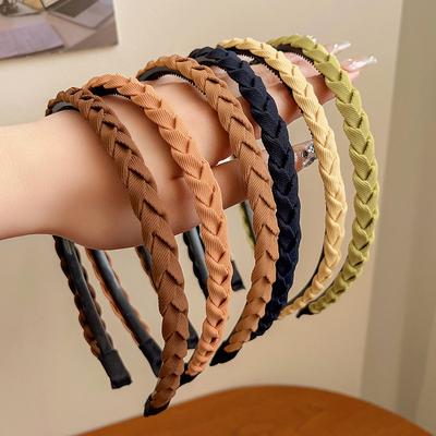 Woven Fabric Headband Solid Thin Headband Double Bohemian Anti Slip Headband Bandwidth Bezel Hoop Girl Hair Accessories