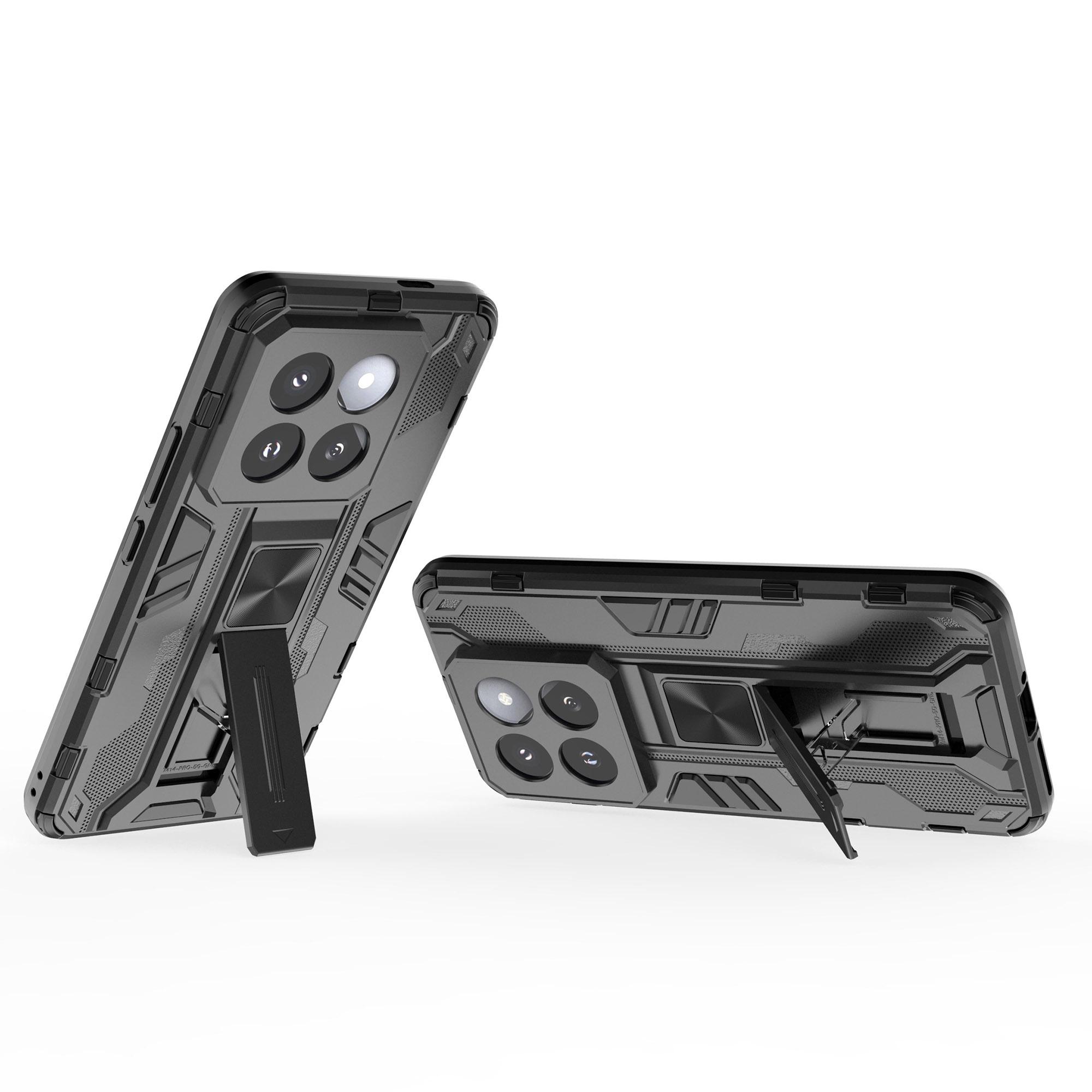 

For Xiaomi 14 Pro Case Anti-scratch PC+TPU Kickstand Phone Back Cover Black