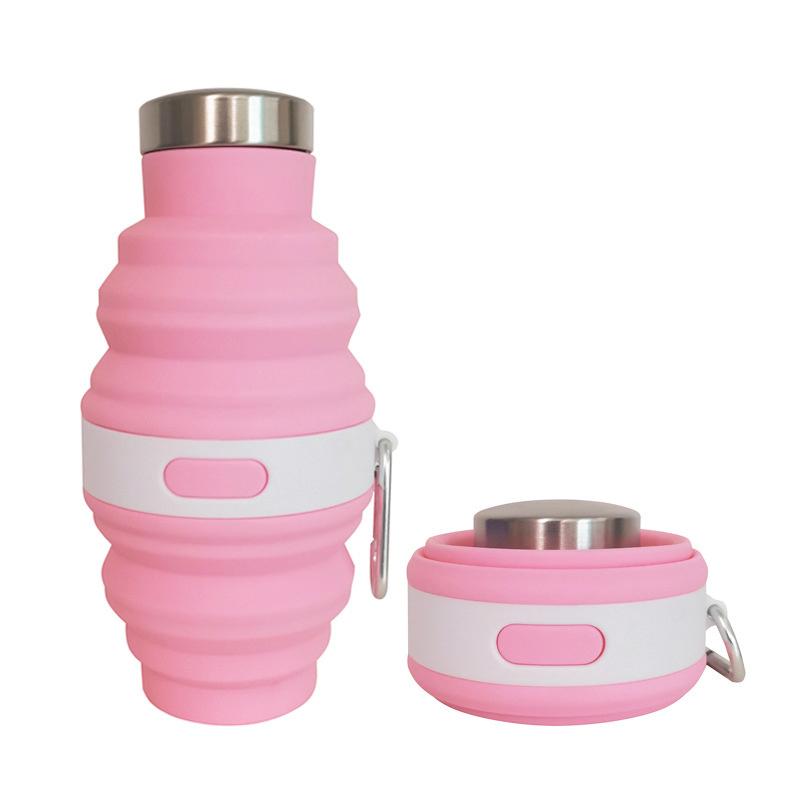 Reusable 475Ml Collapsible Water Bottles Retractable Portable Hiking Cups With Carabiner Silicone Folding Drink Cups Sport