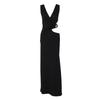 Women European American Style Solid Color V Neck Sleeveless Hollow Out Bodycon Long Dress