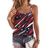 Women’s Casual Sleeveless Spaghetti Strap Ruched Tank Top with Star Print for Summer Loose Fit Fashion Vest Blouse