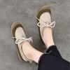 Johnature Soft Cowhide Women's Flat Shoes Genuine Leather Round Toe Mixed Colors Lace Up Casual Shoes