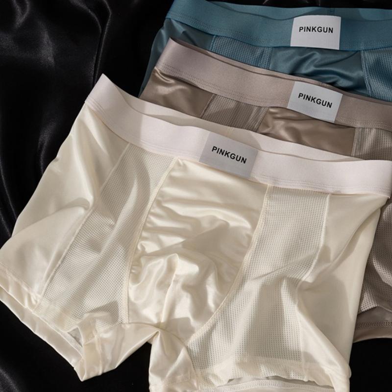 Men's Underwear Boxer Ice Silk Seamless Boxer Mesh Soft Breathable Shorts Underwear