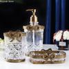 Retro Glass Brass Bathroom Supplies Lotion Bottle Soap Dish Storage Cup Handicraft Luxury Bathroom Decoration Accessories
