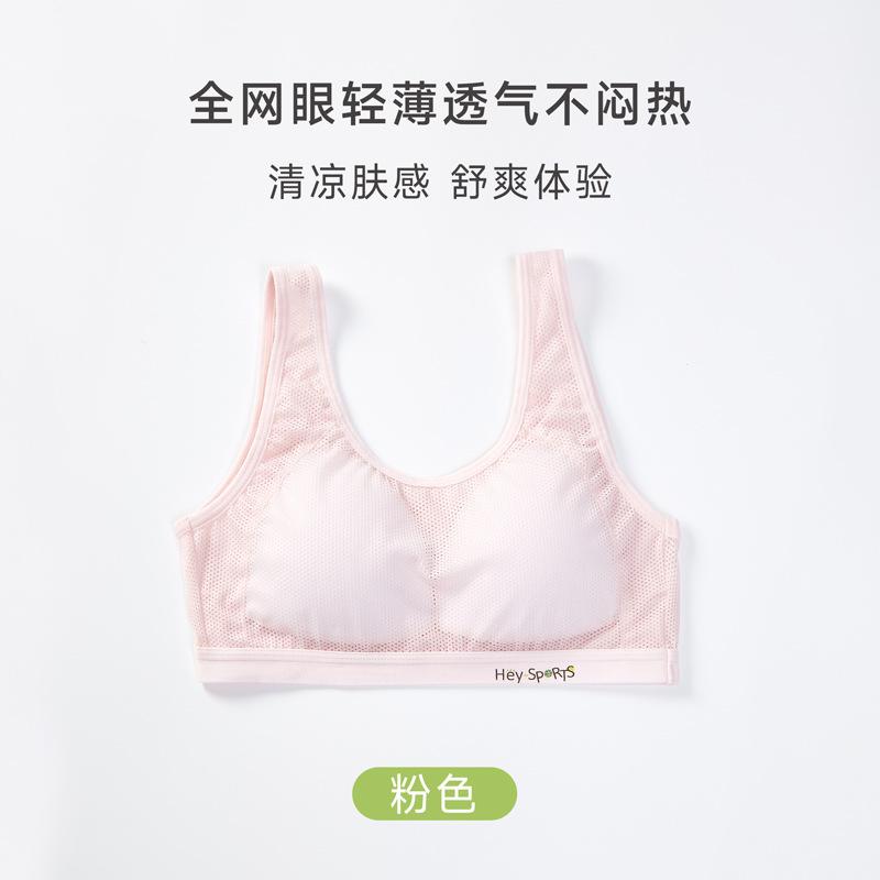 Summer Girls Underwear Development Period Light Sports Vest Middle and High School Students Fixed Breathable Mesh Girls Bra