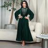 Women's Blue Water Drop Rhinestone Suede Evening Gown Robe