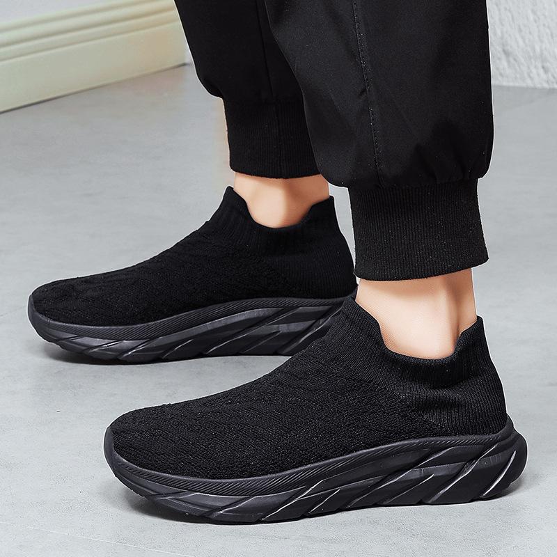 Large size couple fly-woven sneakers platform-soled trendy socks shoes cover feet and pedal men's shoes