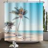 Summer Beach Sea Palm Tree Shower Curtain Tropical Surfboard 3d Waterproof Bathroom Curtain Decoration With Hooks Home Supplies