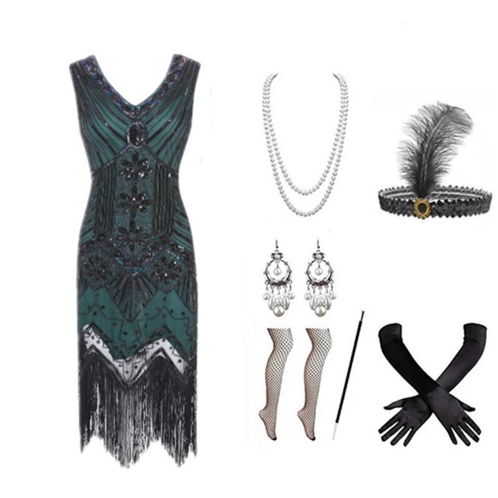 Vintage-inspired - Dress With Intricate Beadwork, Sequins And Fringe Detailing European And American Styles