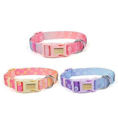 New Dog Collar Dopamine Contrasting Color Pet Neck Ring Printing Medium and Large Dog Reflective Anti-lost Collar