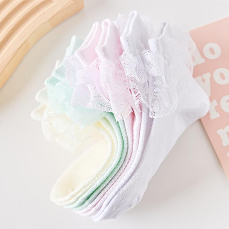 4Pairs/Set Summer Children's Girl Socks Thin Lace Princess Mesh Kids Socks For Girls Cotton Teenagers White Sock 1-15T