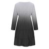 Women's Fashion Long Sleeve Round Neck Gradient  Big Swing Beach Dress