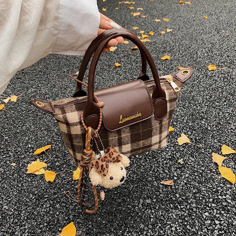 Women's Plaid Crossbody Mini Handbag - Niche Autumn/Winter Design