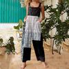 Tuta da donna casual alla moda ampia con spalline posteriori e gamba larga con stampa vintage