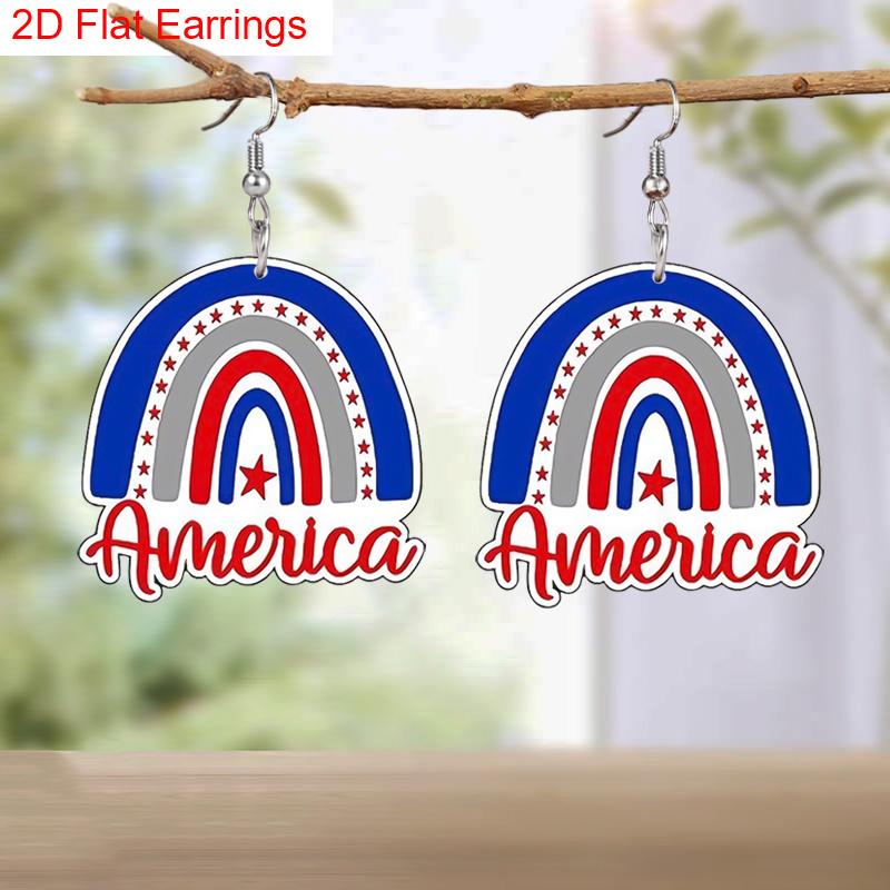 Independence Day Earring Memorial Day Earring Fashion Colorful Flag Sunflower Acrylic Earrings for Women Holiday Earrings