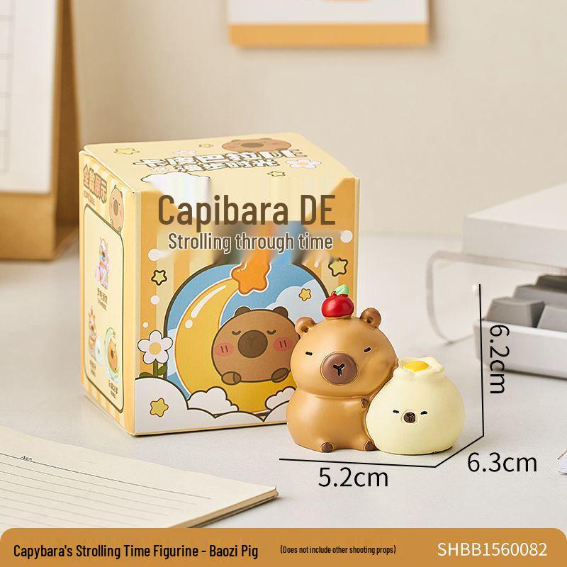 Capybara Stroll Time Blind Box Toy Figurine - Emotion Healing Desktop Ornament & Kids' Gift.