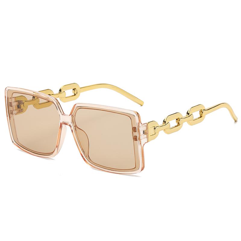 Fashion New Large Frame Square Retro Personality Chain Lens Leg Design Sunglasses INS Style Street Po Eyeglasses Female