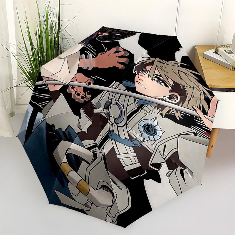 1pc Outdoor Umbrella with Attack on Titan Design - Automatic Opening/Closing, Portable 3-Fold Design, 8-Rib Iron Frame - Perfect Gift for Fans, T