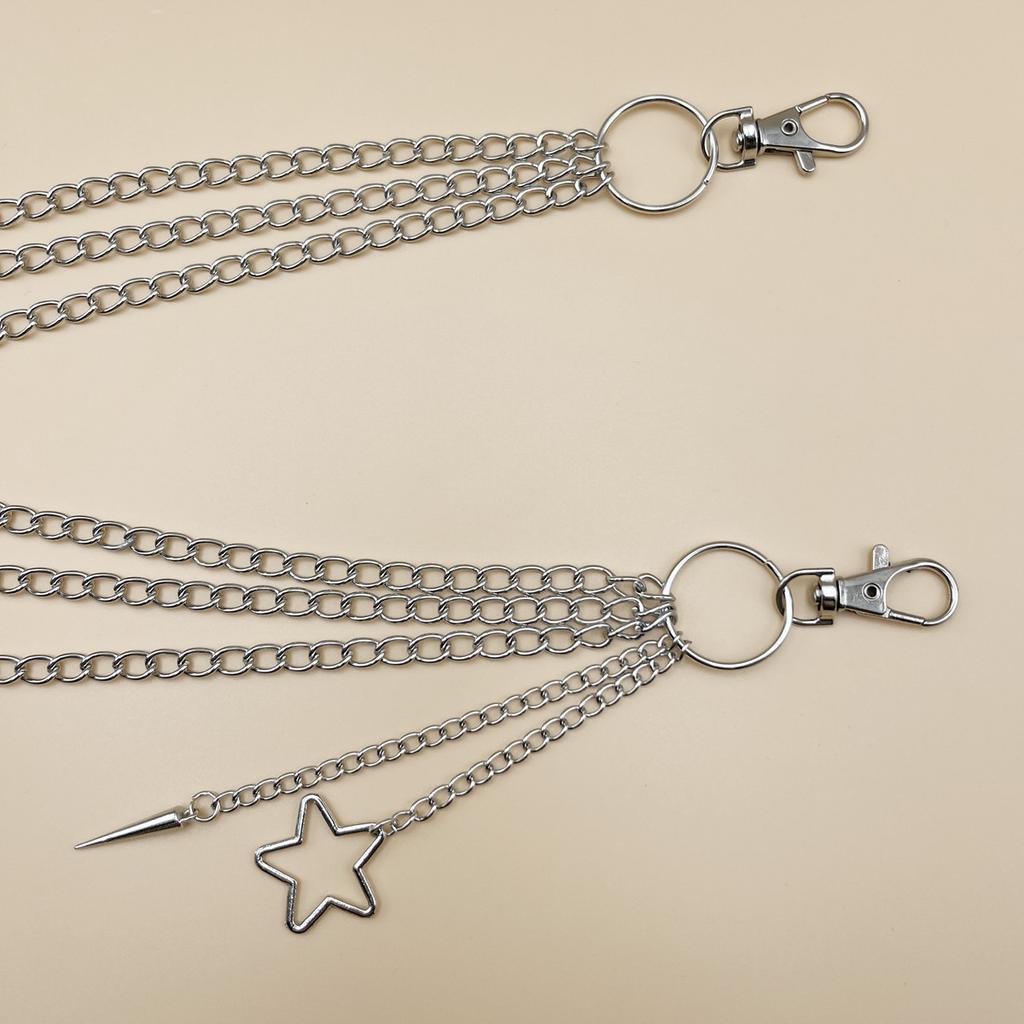 Hollow Pentagram Metal Decorative Waist Chain Female Punk Rivet Pendant Trouser Chain Spot