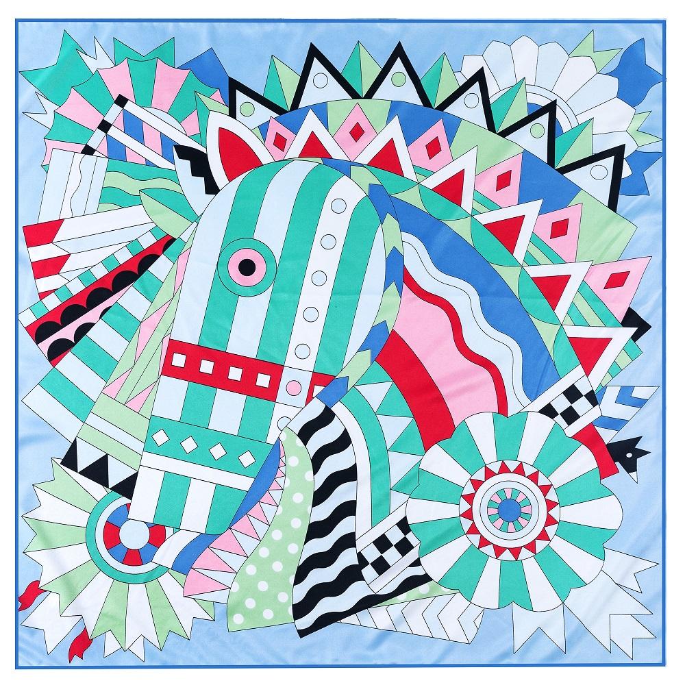 Manual Hand Rolled Twill Silk Scarf Women Timpani Print Square Scarves Echarpes Curled Foulards Femme Wrap Bandana Hijab 90CM
