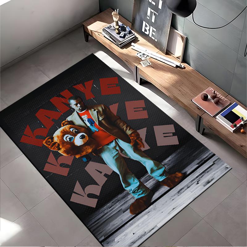 Area Rug, Kanye West Rapper Hip Hop Art Print, Man Cave Decor, Non-Slip Mat