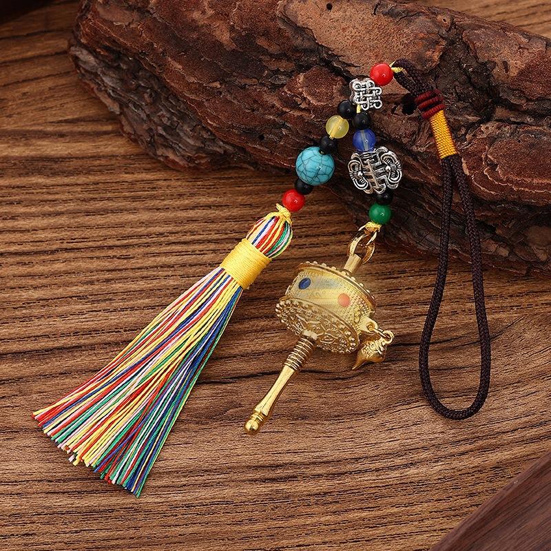Chinese alloy six-character keychain pendant bag hanging metal accessories, barrel pendant gift pendant colorful