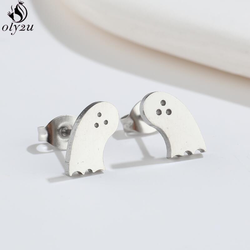 Funny Stainless Steel Gingerbread Man Earring Cartoon Ghost Ear Jewelry Girls Delicate Mermaid Fairy Earrings Gifts Accessories