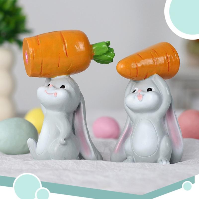 Resin Bunnies Figurine Easter Rabbit Statue Indoor Easter Decoration Modern Art Spring Home Decors,Bunnies Sculpture