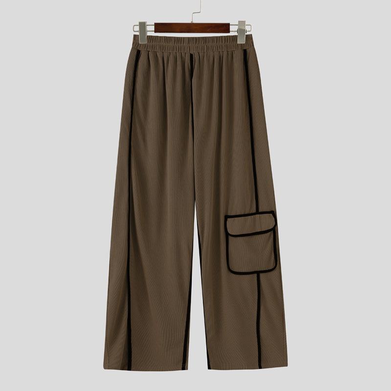 

INCERUN Мужские брюки с эластичной талией, повседневные, свободные, с текстурой стежков, длинные 5XL коричневый