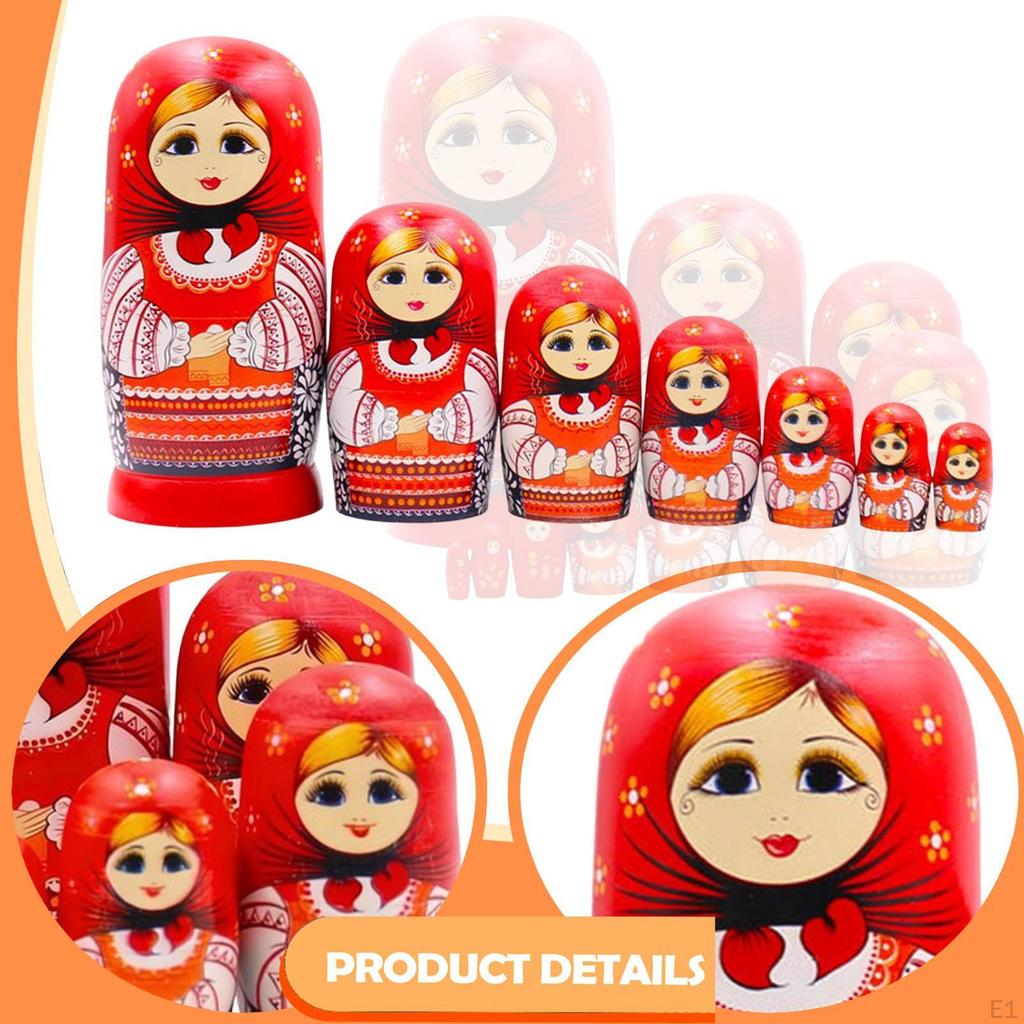 10 Pieces Wooden Russian Nesting Doll Lovely Stacking for Office Home Easter